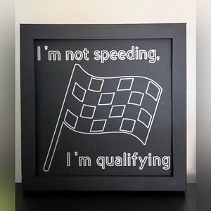 8x8” silver & black shadow box frames Racing Wall Art funny garage dude artwork